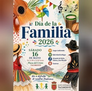 Celebra el sábado 16 a las 11:00, el DÍA DE LA FAMILIA en la Plaza del Cristo de Tacoronte, con nuestro "𝙏𝙖𝙡𝙡𝙚𝙧 𝙄𝙣𝙛𝙖𝙣𝙩𝙞𝙡 𝙙𝙚 𝘽𝙖𝙞𝙡𝙚𝙨 𝙏𝙧𝙖𝙙𝙞𝙘𝙞𝙤𝙣𝙖𝙡𝙚𝙨 𝙙𝙚 𝙂𝙪𝙖𝙧𝙖𝙘𝙝𝙚" " que dirige nuestra compañera Janet González, y que bailarán la música del "Taller Infantil y Juvenil de la E.M.F. de Tacoronte" con nuestro queridísimo Suso López... 

les esperamos!

#Tradición #Folclore #Guarache #Canarias #unidosporelfolclore #tacoronte #DíadelaFamilia