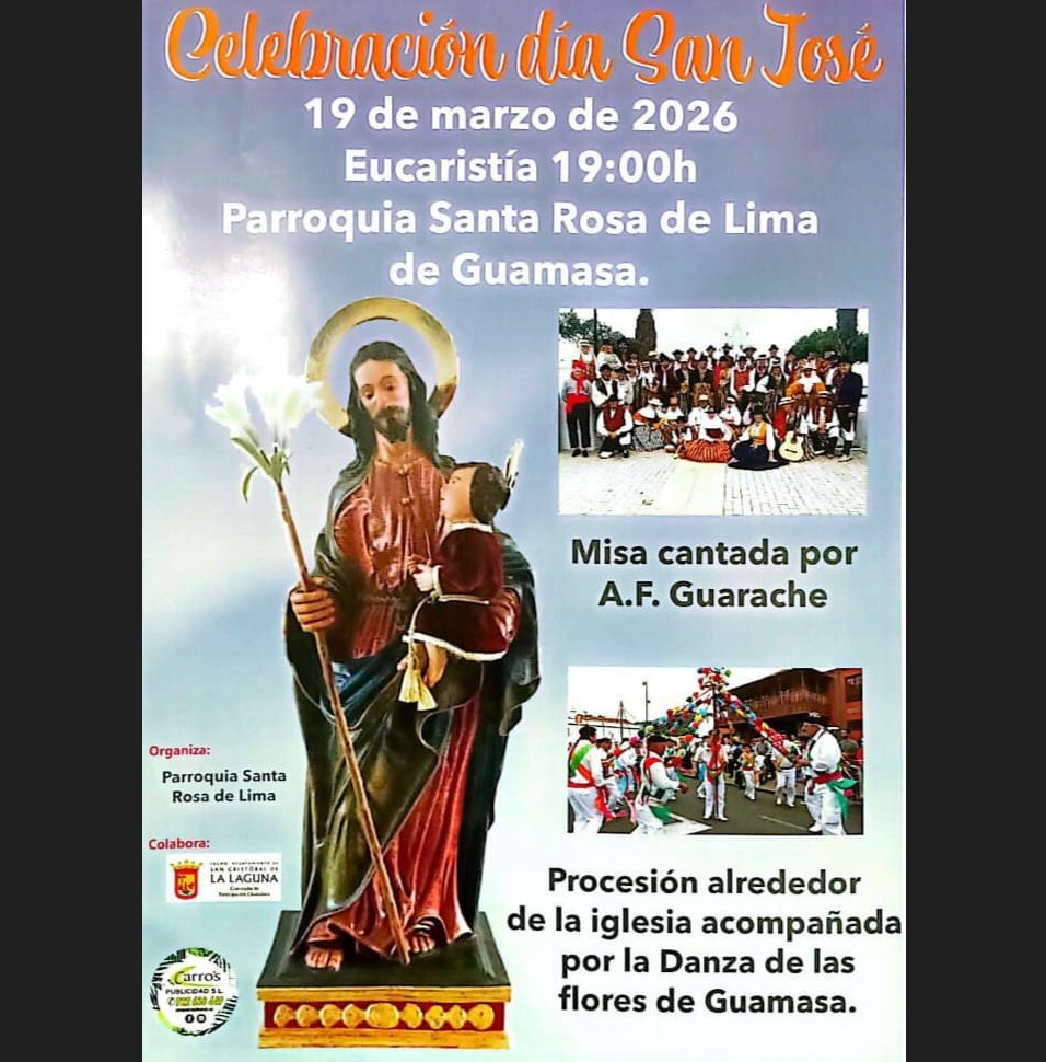 El próximo 19 de marzo, a las 19:00 hrs. tocaremos y cantaremos la misa tradicional canaria en honor a San José, en la parroquia de Santa Rosa de Lima de Guamasa.

#tradición #folclore #Guarache #canarias