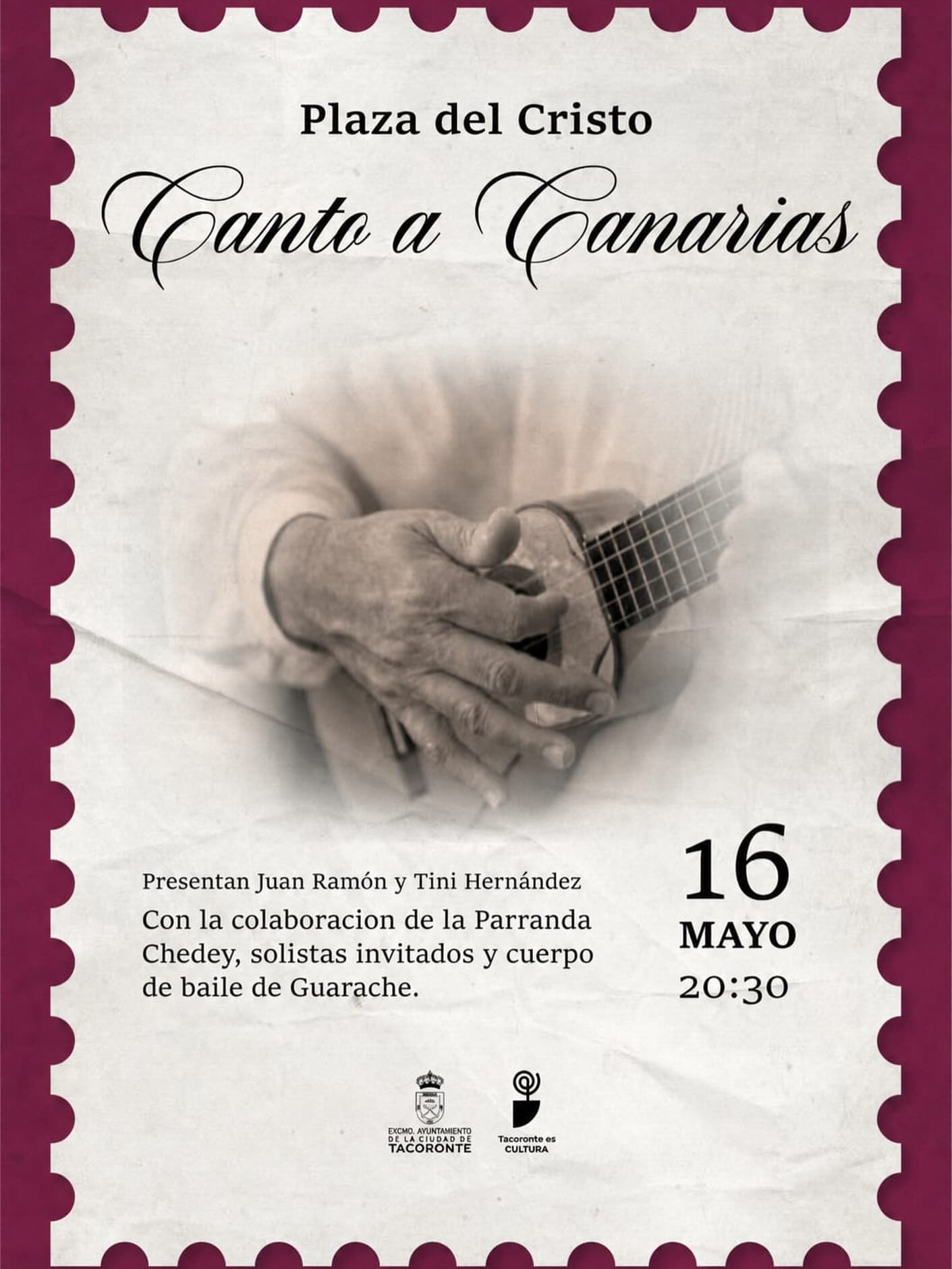 El sábado 16 a las 20:30 en la Plaza del Cristo de Tacoronte, no te pierdas el espectáculo “Canto a Canarias” con la Parranda Chedey y nuestro cuerpo de baile”

les esperamos!

Tacoronte es Folclore, Tacoronte es Tradición, Tacoronte es Cultura ☺️🎶🇮🇨 

#Tradición #Folclore #Guarache #Canarias #unidosporelfolclore tacoronte